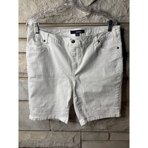 Denim 24/7 Womens White Bermuda Denim Shorts Size 16W Stretch 5-Pocket 49-3321-4